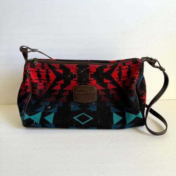 Pendleton Wool Shoulder Bag Navajo Print Multicolor Black Southwestern Western - Picture 16 of 16